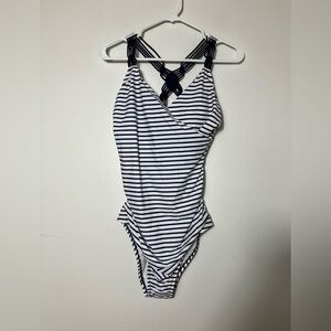NEW!!! Kona Sol Swimsuit Black And White Striped One Piece Sz Large Beach Summer